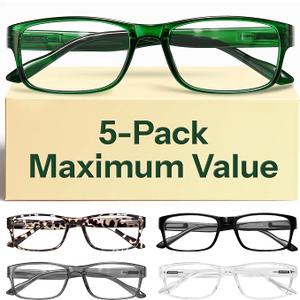Gaoye 2.5 Professional Reading Glasses for All Day - FSA-HSA - Computer Readers with Blue Light Protection Color: Clear Natural Hue, 5-pack