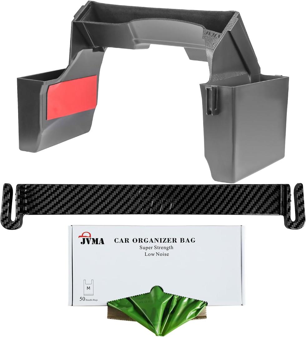 JVMA Center Console Organizer Tray and Car Trash Bag Hook Assembly for Jeep Gladiator JT and Wrangler JL JLU 2025-2018 Accessories