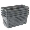 Doryh Plastic Baskets for Organizing, Grey, Set of 2