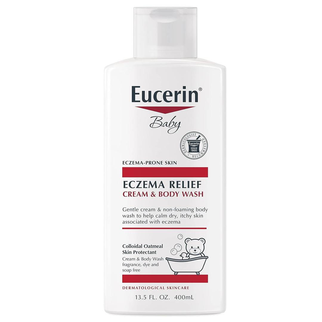 Eucerin Baby Eczema Relief Cream Body Wash, Fragrance Free Eczema Body Wash for Babies with Colloidal Oatmeal, 13.5 Fl Oz Bottle