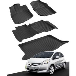 Floor Mats Cargo Liner for Honda Fit 2009-2013 All Weather Protector Heavy Duty TPE Waterproof Anti-Slip Tech Trunk Mats for Honda Fit 2009 2010 2011 2012 2013 Car Accessories