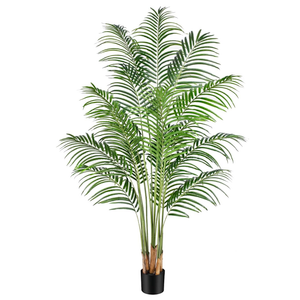 Keeplush Artificial Palm Tree 6ft Tall Fake Palm Tree Indoor Decor with 18 Trunks and Real Bark Design Faux Tropical Areca Palm Silk Floor Plant in Pot for Home Office Living Room Bedroom Decor