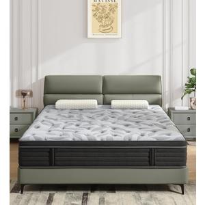 PECHINOU Twin Size Mattress in a Box, 10 Inch Medium Firm Hybrid Mattress with Memory Foam and Pocket Springs for Pressure Relief, Edge Support, Motion Isolation, Soft Comfort, Black Mattresses