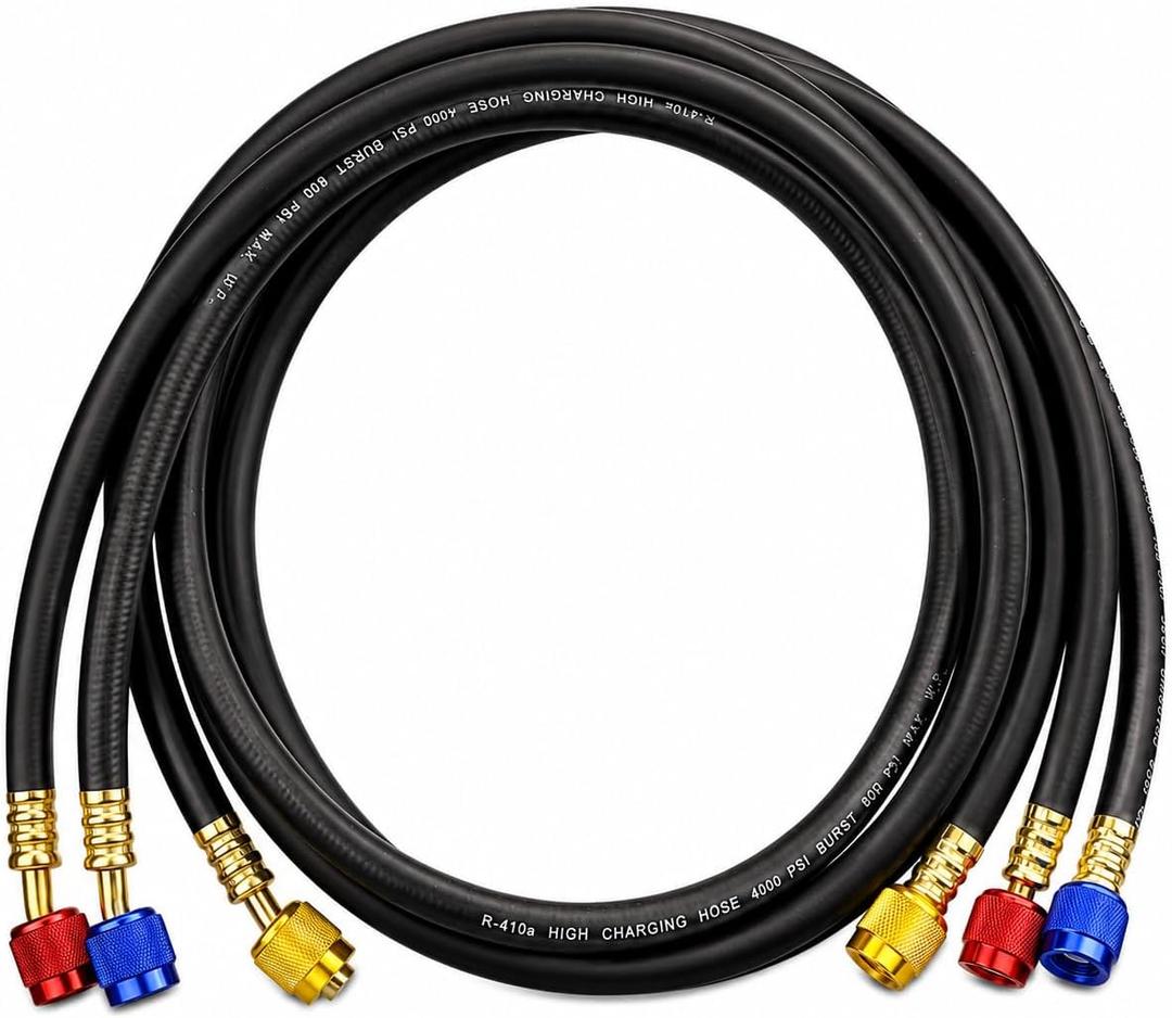 3 Pieces AC Manifold Gauge Hose Kit HVAC Hoses 59" AC Hose Set Refrigerant Hoses, AC Recharge Hose with 1/4" SAE for R410A R32 R134a, Hose Manifold for Home & Automotive Air Conditioning Maintenance