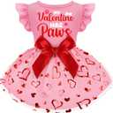 Dog Valentines Outfit Adorable Ruffle Dog Dress with Elegant Bowknot Tulle Puppy Clothes for Small Medium Dogs Cats Boys Girls Pets (L (Back: 16.1",Chest: 18"-20"))
