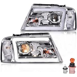 G-PLUS LED DRL Headlights, Compatible with 2004-2008 Ford F150/ 2006-2008 Lincoln Mark Lt(NOT Compatible with 2004 F150 Heritage/Flareside Beds Models), Clear lens Chrome Housing Clear Reflector