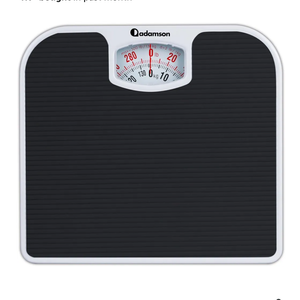 Adamson A21 Analog Scales for Body Weight - Up to 300 LB - New - Anti-Skid Rubber Surface + Large Numbers - Analog Bathroom Scale - Affordable - Durable with 20-Year Assurance - Black