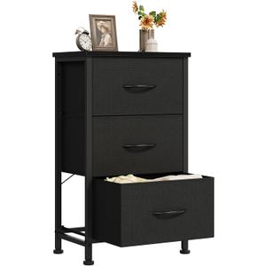 DUMOS 3 Drawer Nightstand for Bedroom, Small Night Stand Chest of Drawers, 11.8"D x 15.7"W x 29.5"H