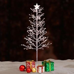 VINGLI 4ft Pre-lit Artificial Lighted Christmas Tree with 80 Warm White Lights,Star Topper, Xmas Tree Holiday Party Decorations with Sturdy Metal Stand