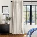 100% Blackout Shield Linen Blackout Sliding Door Curtains for Living Room, Back Tab/Rod Pocket Thermal Insulated Curtains for Sliding Glass Doors, 1 Panel Set, 100" W x 84" L, Cream