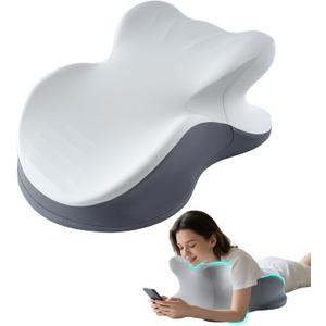 MOONYOOY Ergonomic Zoned Memory Foam Wedge Pillow for Bed, Prone Sleeping & Reading Cushion with Smooth Unibody Gentle Incline, Targeted Support for Stomach Sleepers & Back Pain Relief, Washable Cover