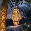 AIINY Hanging Solar Lantern Outdoor Decor, Moroccan Solar Lights for Outside Garden Decorations, Waterproof Solar Lanterns Garden Gifts for Mom, Women, Patio, Yard Ornament (Copper)