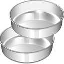 8 Inch Cake Pan Set of 2, Stainless Steel Round Layer Cake Baking Pans Tins, Non-Toxic & Healthy, Leak-proof & Easy Clean & Dishwasher Safe