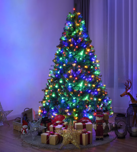 6Ft Pre-Lit Artificial Christmas Tree Hinged 350 LED Lights