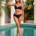 Blooming Jelly Womens Bikini Bottoms String Bathing Suit Bottom Reversible Full Coverage Mid Rise Side Tie Swim Briefs (Black, L)