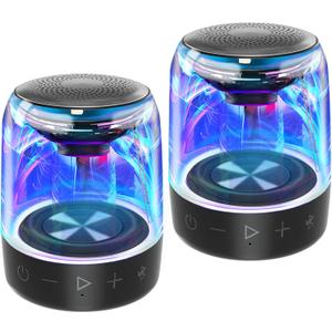 MEGATEK Portable Bluetooth Speakers (2-Pack)  True Wireless Stereo (TWS) Pair, Vibrant LED Lights, 360 HD Sound, 12-Hour Playtime, IPX5 Waterproof  Perfect for Home, Parties, Outdoors, and Travel
