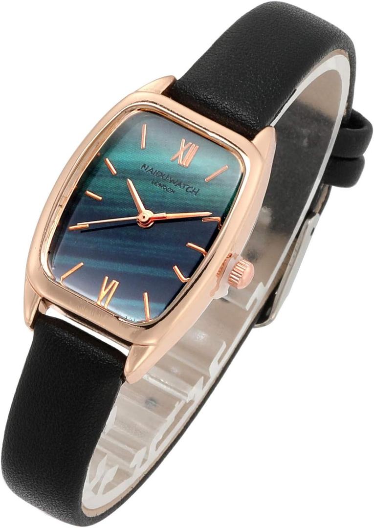 Top Plaza Womens Ladies Fashion Leather Wrist Watch Rectangle Elegant Simple Dial Analog Quartz Dress Watch (Black)