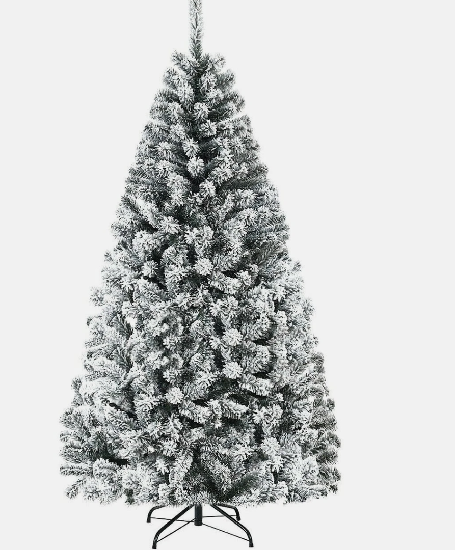 CM22067 6 ft. Unlit Premium Snow Flocked Hinged Artificial Christmas