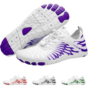 Hike Footwear HF Signature Healthy & Non-Slip Breathable Barefoot Shoesfor Women Men, Wide Toe Flexible, Lightweight Daily Wear Walking Shoes Unisex (White/Purple)