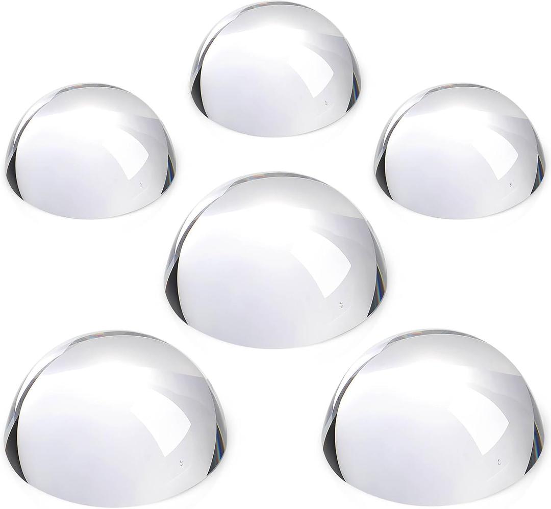 Briwooody 6 Pcs Crystal Dome Magnifier Paperweights Glass Paperweight Reading Magnifying Glass Clear Optical Half Ball Lens for Office Desk Home Gift (1.97 Inch)