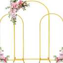 Arch Backdrop Stand 7.2FT, 6FT, 6FT Set of 3 Gold Wedding Arch Stand Balloon Arch Stand Stable Metal Arch Backdrop Frame for Wedding Ceremony Birthday Party Bridal Baby Shower Banquet Decoration