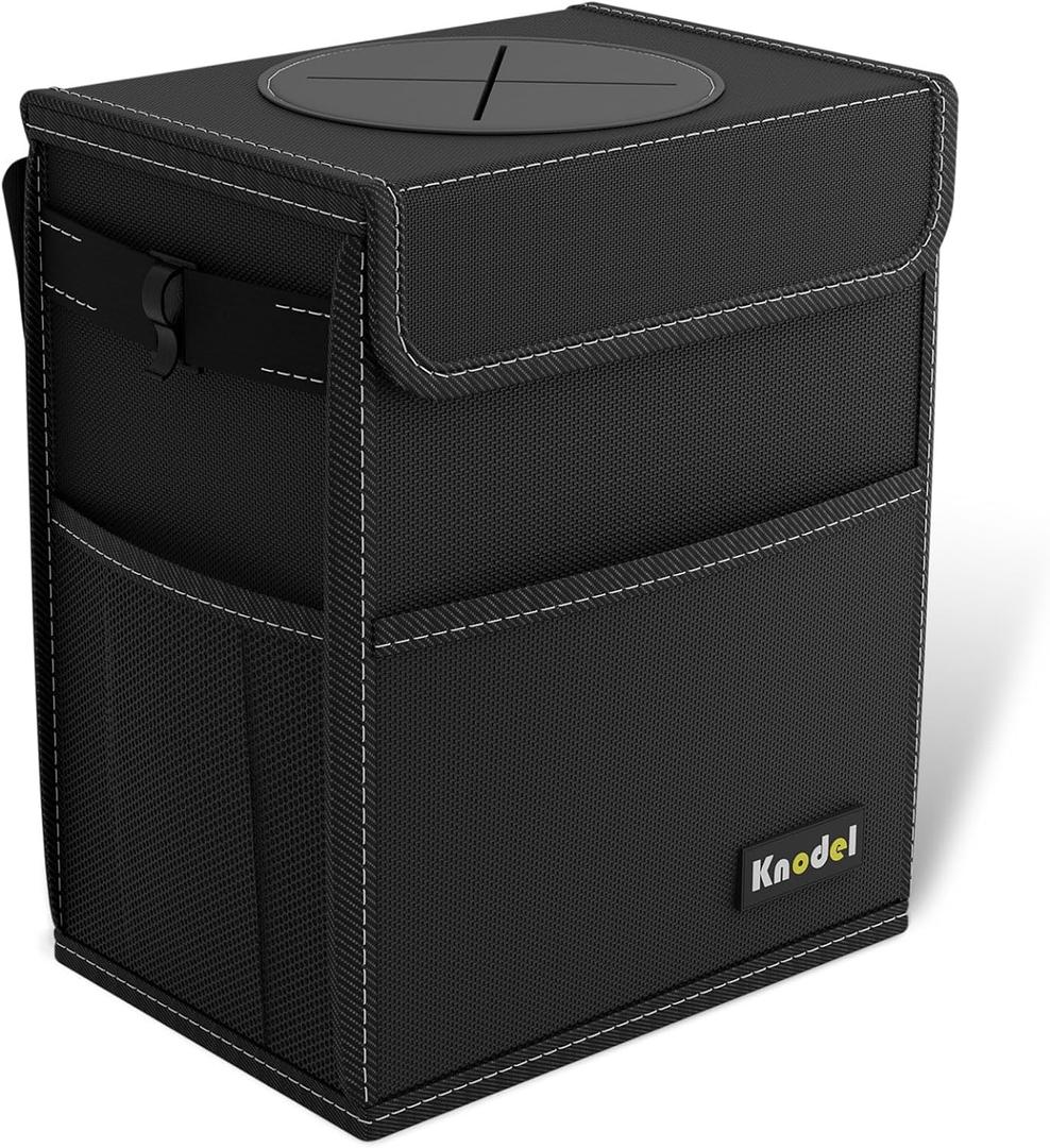K KNODEL 2 Gallon Black Leak-Proof Waterproof Car Trash Can with Lid (Medium)