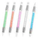 5 Pcs Nail Art Sculpture Pen, Dual Tipped Silicone Nail Tools Rhinestone Nail Art Pens Silicone Nail Brush for Design Shaping Drawing Dotting Sculpting Tool
