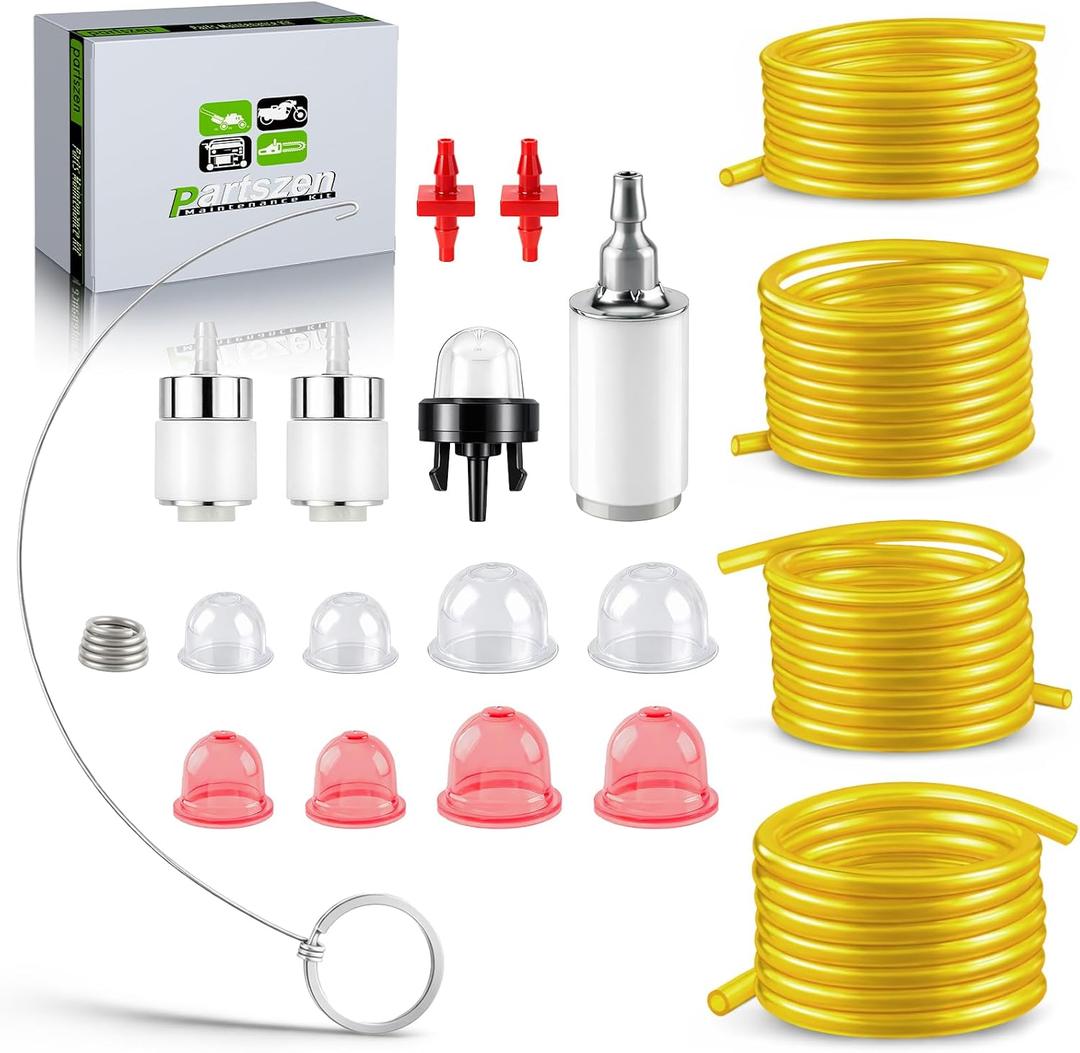 AC04122 4 Feet Fuel Line Kit Primer Bulb Fuel Filter kit for Zama Craftman Ryobi Homelite Husqvarna Poulan Carburetor Chainsaw Trimmer Blower 2 Cycle Small Engine