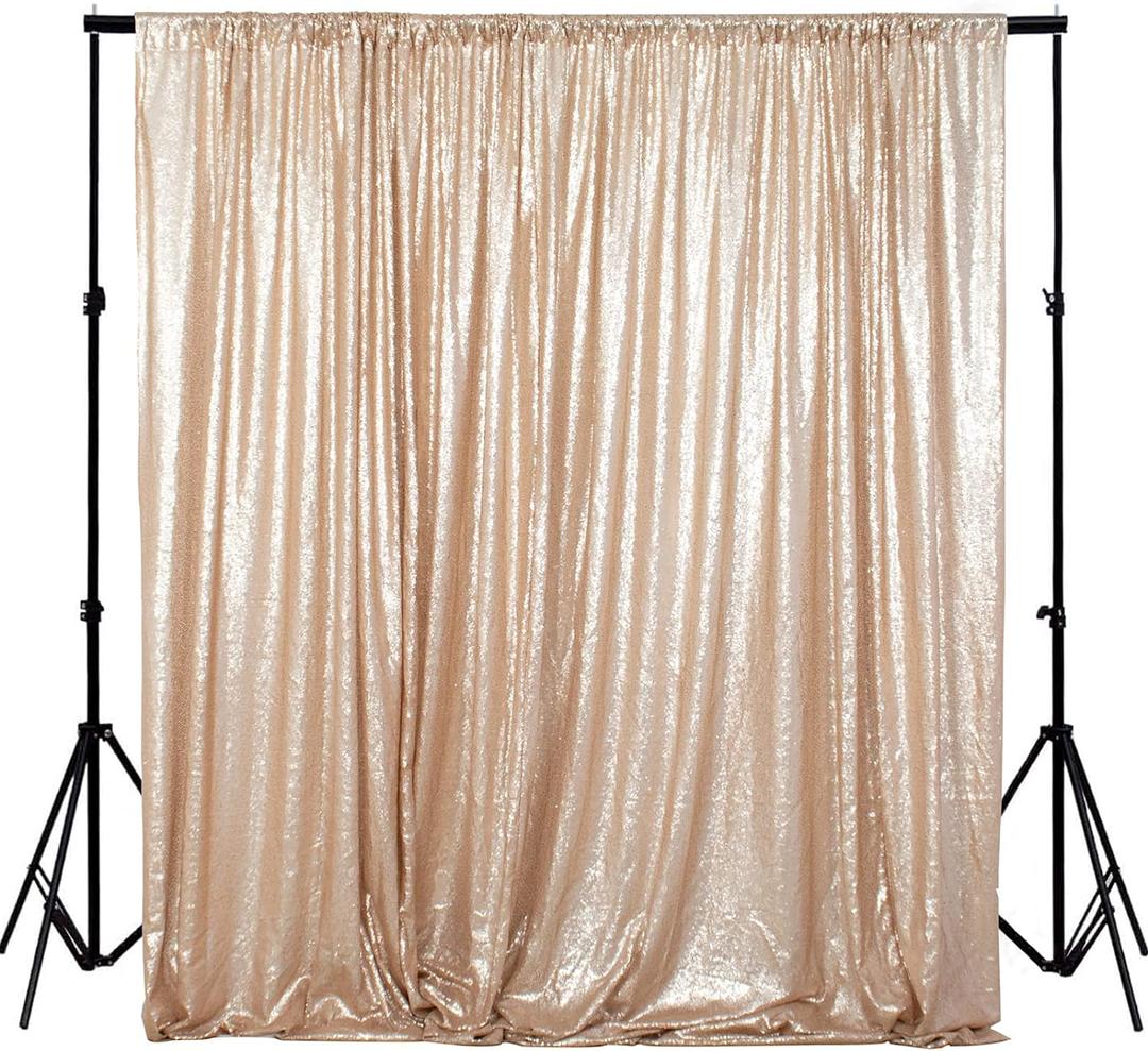 ShinyBeauty PHOTOBOOTH Backdrop Best Choice 4FTx7FT Champagne Sequin Fabric, Copper Sequin Curtains, Wedding Photography Backdrop (Buy it Now)
