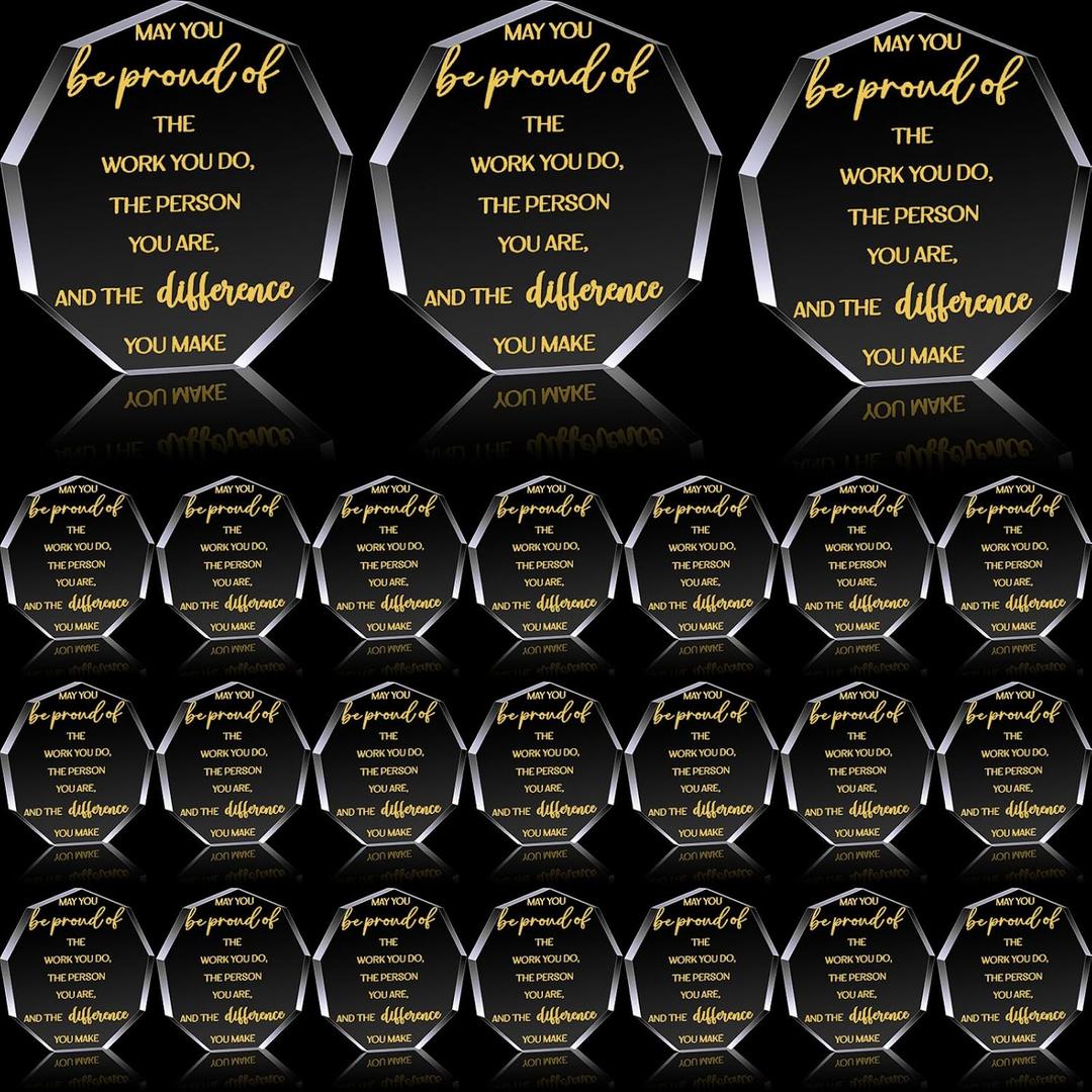 Huquary 24 Pcs Employee Appreciation Awards for Coworker Acrylic Thank You Gifts Trophy Be Proud of The Work You Do Prizes for Colleague Retirement Farewell Motivational Gift (Irregular Style)