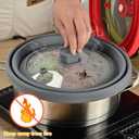 Microwave Splatter Cover Glass Splatter Guard Lid with Collapsible Silicone for Food Pot Plate Cover 10.8 inch Light Grey