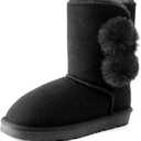 DREAM PAIRS Girls Boots Kids Boys Winter Snow Mid Calf Boots Faux Fur Lined FuzzyChic Kid's Lolly for Little Kid/Big Kid (All Black) Size: 11 Little Kid