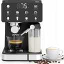 Espresso & Americano Machine with Cold Brew, Iced Coffee Maker with Ground/Capsule Dual Brewing, Touchscreen, Milk Frother, Latte & Cappucinno Maker with 51OZ Water Tank, Self-clean, Black
