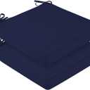 downluxe Waterproof Outdoor Chair Cushions for Patio Furniture, 22" x 22" x 3" Patio Chair Cushion with Adjustable Ties & Portable Handle, Square Outdoor Cushion with Removable Cover, Navy, 2 Pack