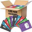 Fulmoon 120 Pack Composition Notebook Bulk 10.12 x 7.2'' Composition Notebook Pack 30 Sheets/60 Pages Marble Covers Composition Notebooks for College School Office Supplies 5 Colors (College Ruled)