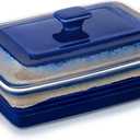 LOVECASA 4.5 Quart Ceramic Casserole Dish with Lid, 9x13 Baking Dish for Oven, Lasagna Pan Deep with Handles, Stoneware Bakeware, Oven & Dishwasher Safe, Blue Gray Gradient