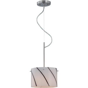 Lite Source Inc Lite Source LS-19340 Kevina Pendant Lamp with Striped Glass Shade, Polished Steel