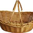 Oypeip Wicker Basket Gift Baskets Empty Oval Willow Woven Picnic Basket Easter Candy Basket Large Storage Basket Wine Basket with Handle Egg Gathering Wedding Basket 15"*11"*7" (Nature)
