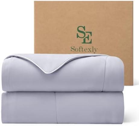SE SOFTEXLY® Cooling Comforter King Size, All Season Lightweight Summer Blanket for Hot Sleepers & Night Sweats, Breathable Soft Bedding, Silk Smooth Finish, 108"x90", Glacial Grey