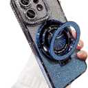 Bling Glitter Phone Case Compatible with iPhone 12, Kickstand Camera Lens Protector Soft Cover Sparkling Rhinestone Case (Blue)
