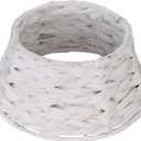 7.5-Inch Mini Christmas Tree Collar, Handcrafted Woven Hyacinth Holiday Rattan Tree Skirt Accessory-White