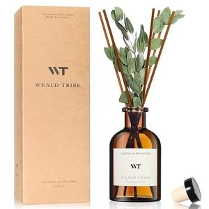 WEALD TRIBE Flower Reed Diffuser Set Eucalyptus & Lavender Scent For Bathroom Accessories Shelf Decor & Air Fresheners, Sticks Defusers With 4.0 fl oz Essential Oils, House Bedroom Office Decor & Gift