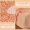 Gingham Queen Sheet Set, Lightweight Super Soft Brushed Microfiber Plaid Fall Bed Sheets with 16" Deep Pocket, 4 Piece Ruffle Farmhouse Bedroom Decor, Orange