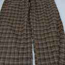 GRAPENT Plaid Pants for Women Wide Leg High Waisted Tartan Work Business Casual Elastic Waist Trousers Pants with Pocket, M