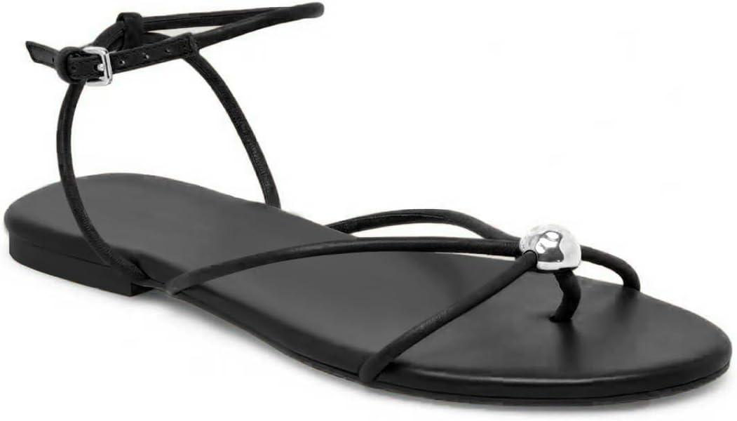 Strappy Flat Sandals for Women Comfortable Open Round Toe Sandals Dressy Beach Thong Flip Flop Slides