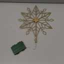 hogardeck Christmas Tree Topper, 10 Inches Lighted Gold Snow Tree Topper, 20 LED Lights Gold Glitter Powder Snowflake Tree Toppers Christmas Decorations, Battery Powered Timer Xmas Treetop Star Decor