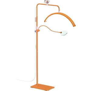 AURELLE Half Moon Lash Light - Adjustable LED Floor Lash Lamp with 4X Magnifier & Phone Holder for Eyelash Extensions,Nail Art,Tattoo,Skincare,Salon SPA-Dimmable Brightness,Rotating Head, Orange