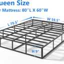 Qingzhou Box Spring for Queen Bed Bases, 9 Inch High Metal Queen Box Spring Only, Heavy Duty Mattress Foundation with Fabric Cover, Easy Assembly, Quiet Noise Free, Non Slip, Black