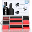 2 x ELECFUN Waterproof Heat Shrink Tubing Kit 365 pcs, 3:1 Dual Wall Tube - Adhesive Lined Heatshrink for Wires - Marine Grade and Industrial Shrinkable Wiring Wrap Fully Insulation Black/Red, 7 Sizes