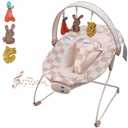 Baby Bouncer – Baby Bouncer seat, Infants Bouncy Seat with Music & Sensory Toys, Compact & Machine Washable Seat Pad Indoor Infant Seat, Ideal for Newborns 0-6 Months, Max Weight 20lbs (Sand Checker)